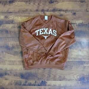 Red Oak Texas Longhorns Windbreaker V‎ Neck Pullover Polyester Orange Sz L